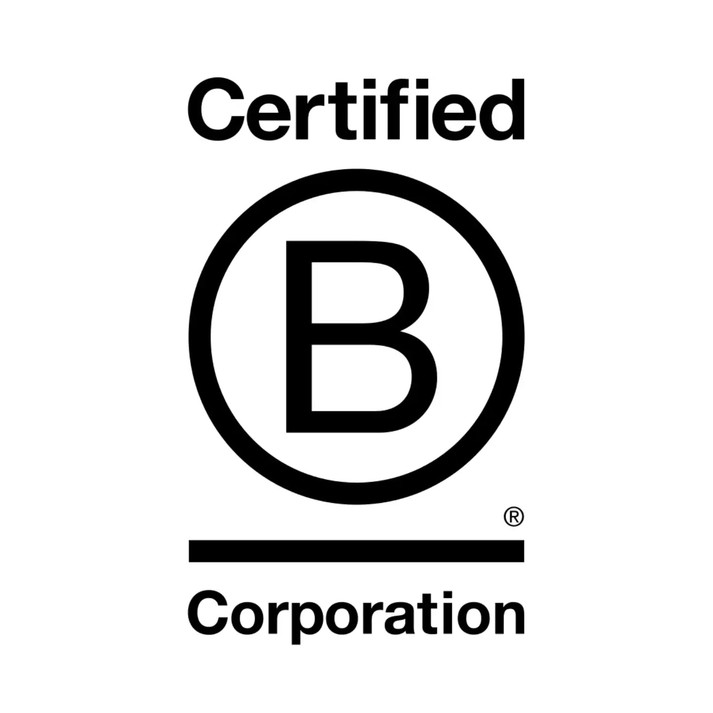 Logo Certified B Corporation – międzynarodowy certyfikat przyznawany firmom spełniającym najwyższe standardy społeczne i środowiskowe.