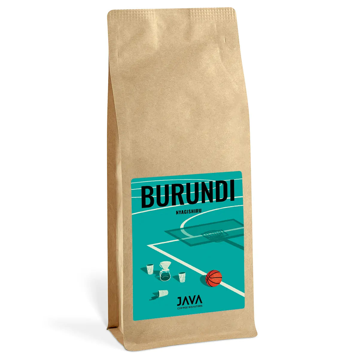 Kawa ziarnista Burundi Nyagishiru od JAVA Coffee Roasters w brązowym opakowaniu 1 kg z zieloną etykietą