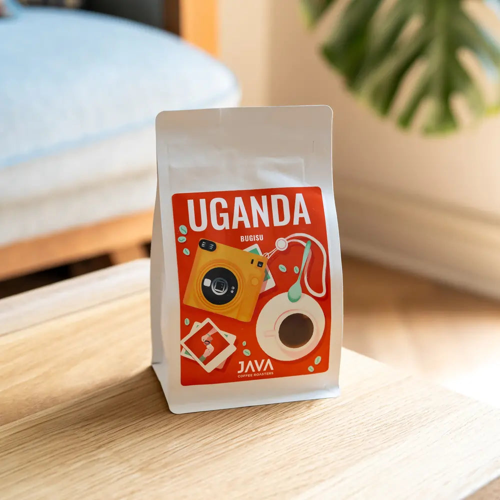 Kawa Uganda Bugisu JAVA Coffee Roasters – opakowanie kawy ziarnistej arabica z Ugandy, idealna do espresso i przelewu w gastronomii
