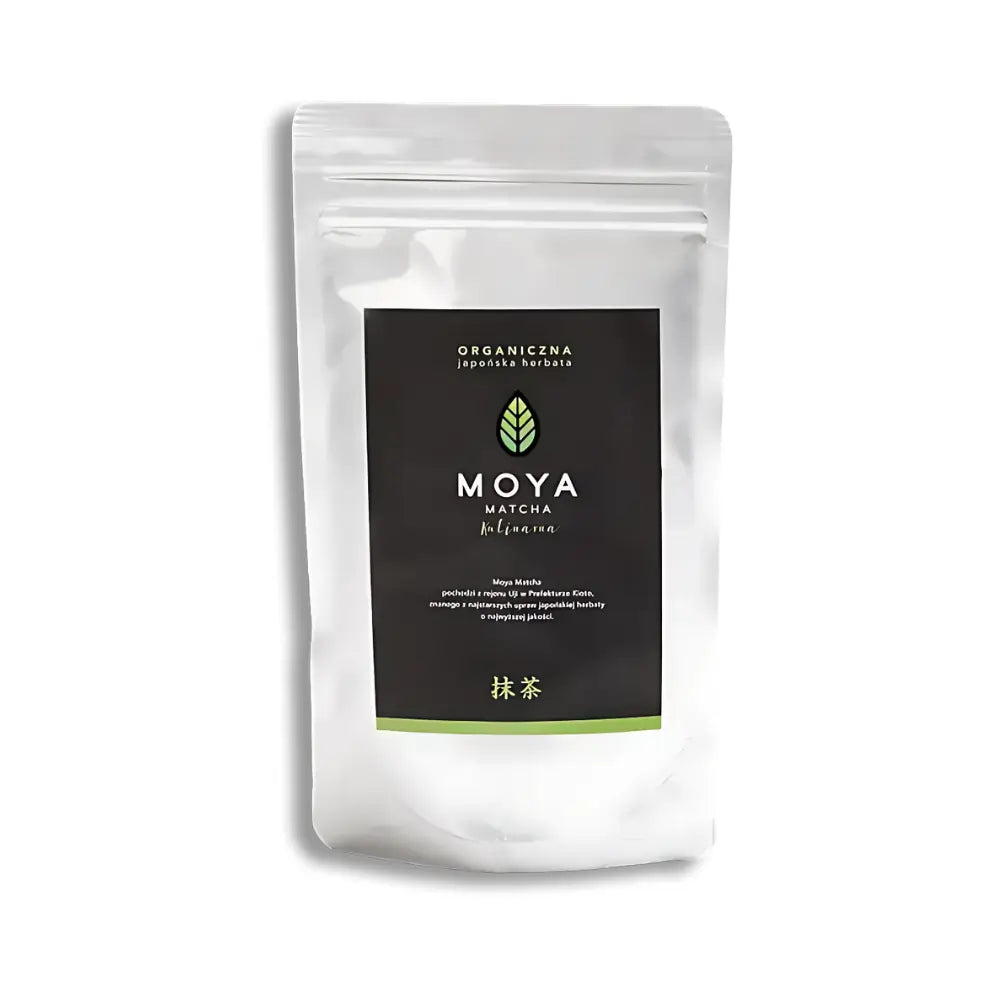 Opakowanie 100g organicznej matchy kulinarnej Moya – japońska herbata w formie proszku do zastosowań gastronomicznych