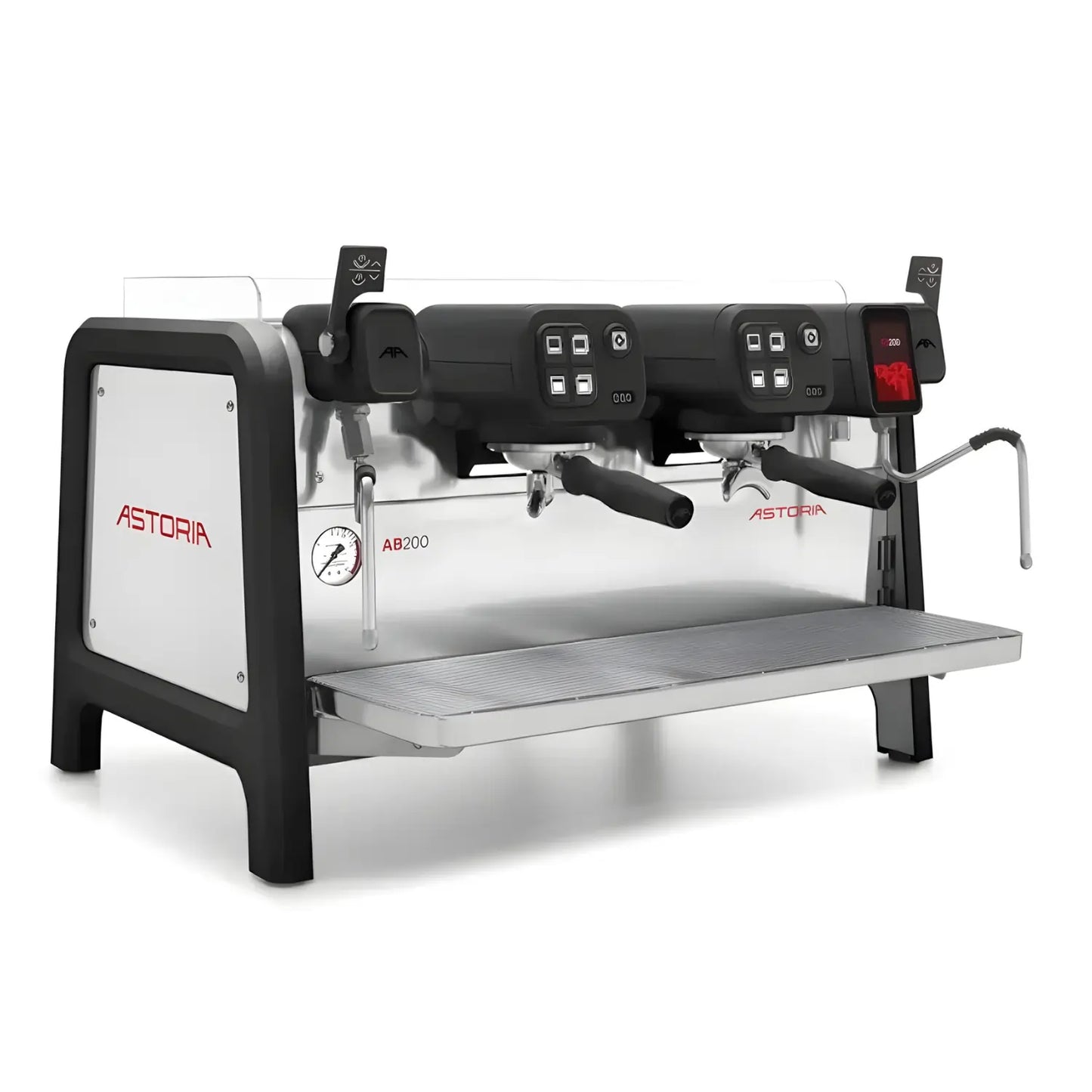Astoria AB200 profesjonalny ekspres do kawy 2-grupowy biało-czarny z dyszą pary i panelem sterowania