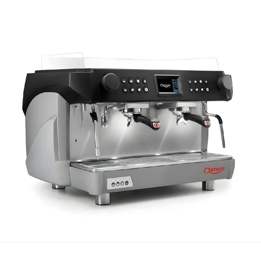 Astoria profesjonalny ekspres do kawy 3-grupowy czarno-stalowy z panelem sterowania i dyszą pary