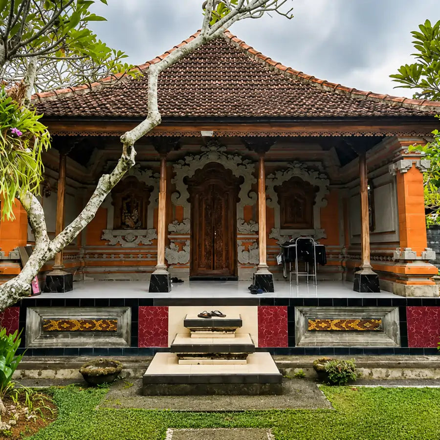 Tradycyjny dom farmera w regionie Bali Kintamani w Indonezji, skąd pochodzi kawa specialty JAVA Coffee