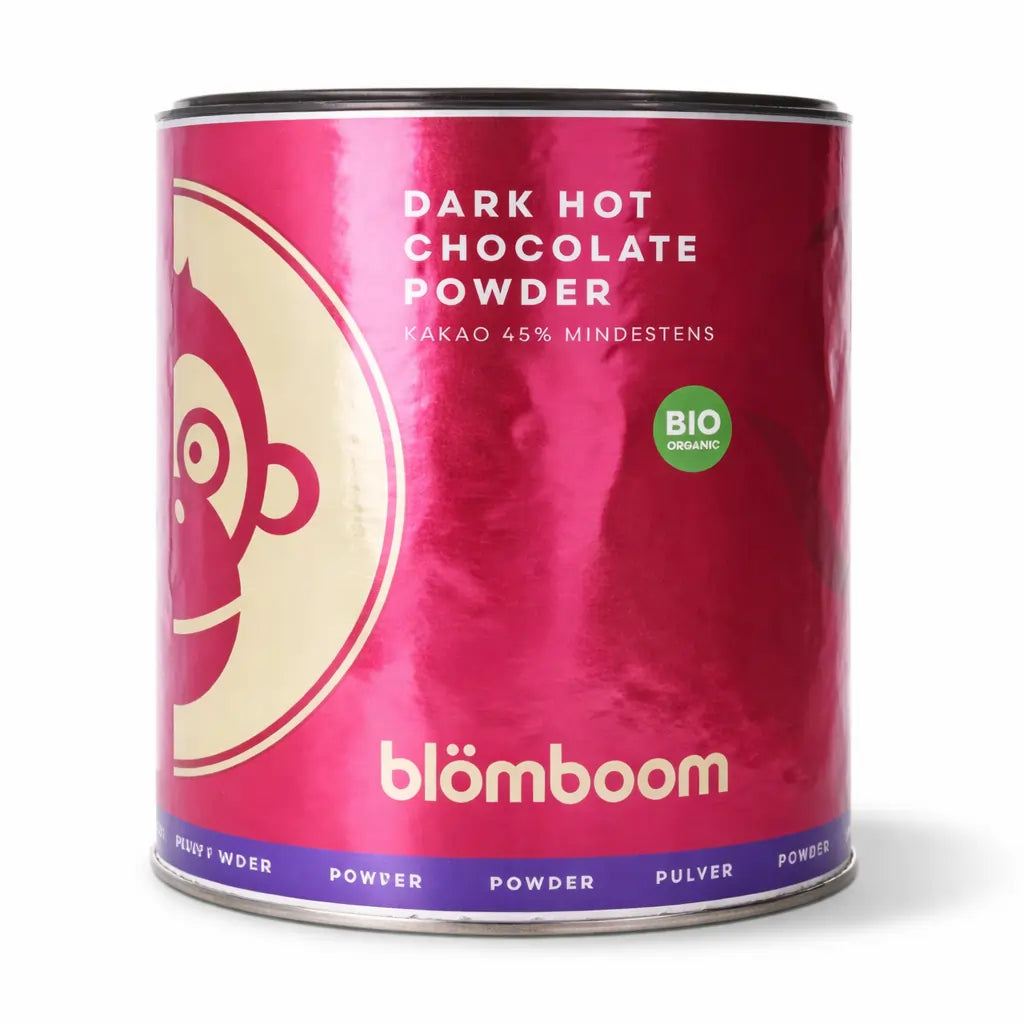 Blomboom Dark Hot Chocolate Powder BIO kakao 45% – organiczna gorąca czekolada w proszku w metalowej puszce