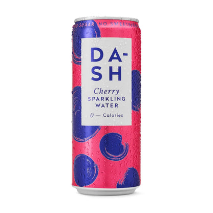 DASH Sparkling Water Cherry – gazowany napój wiśniowy bez cukru, puszka 330 ml, woda smakowa z naturalnym aromatem wiśni