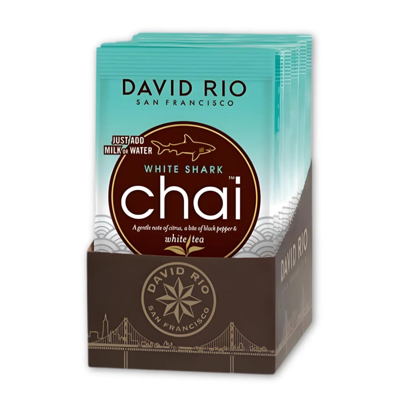White Shark Chai David Rio – saszetki chai z białą herbatą w ekspozytorze, delikatna przyprawowa mieszanka