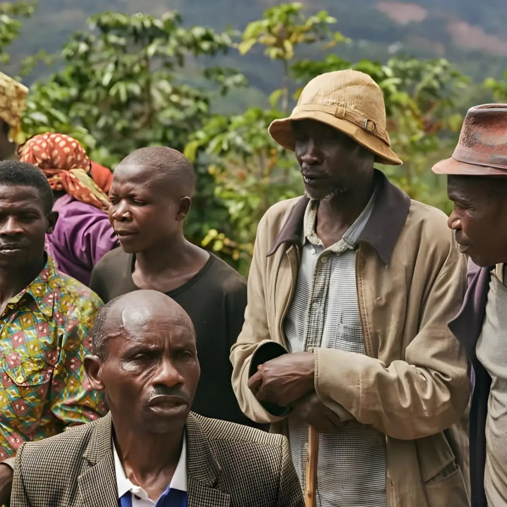 Grupa farmerów z kooperatywy Rwanda Abadatezuka na plantacji kawy speciality