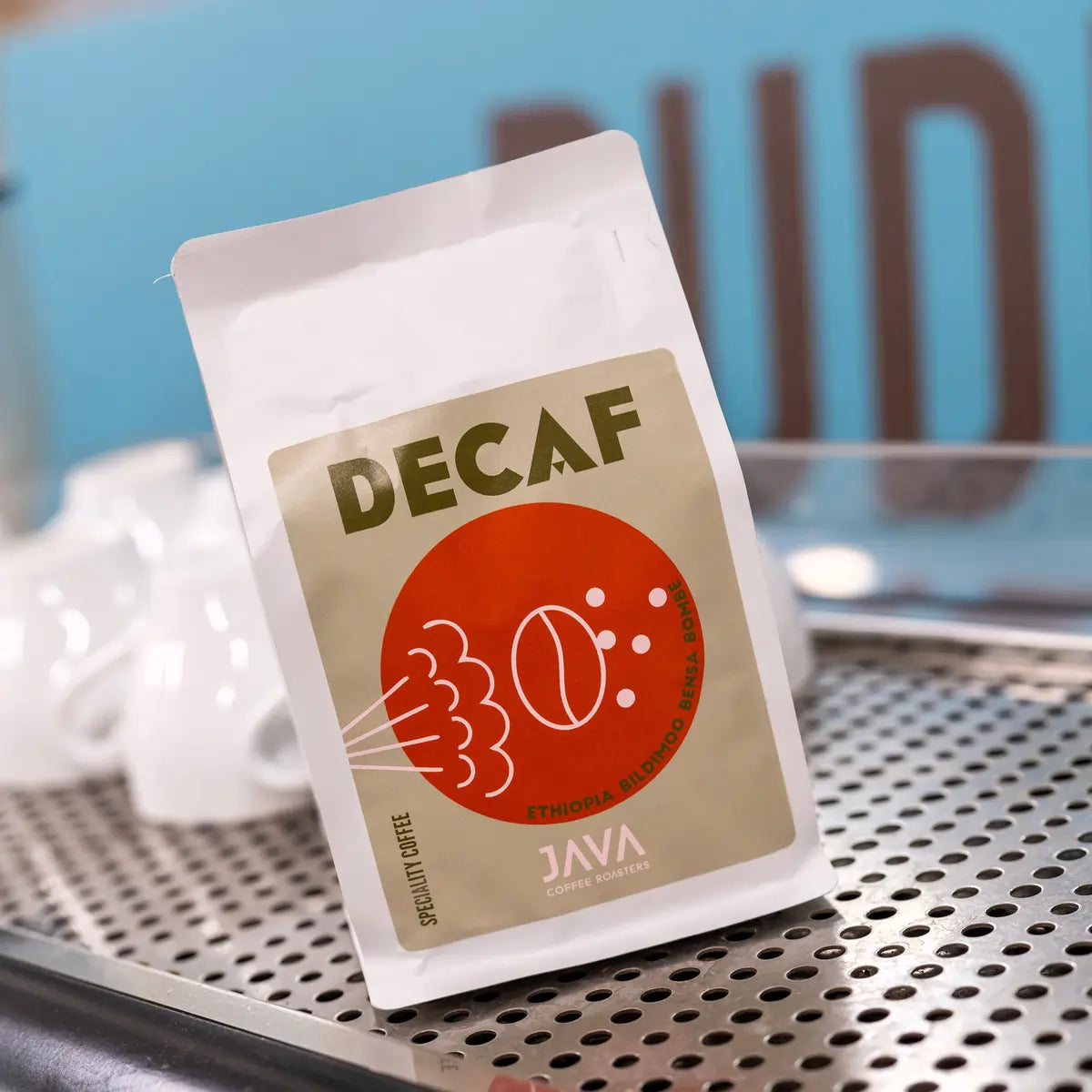 JAVA Coffee decaf Ethiopia białe opakowanie kawa bezkofeinowa specialty ustawiona na ekspresie B2B