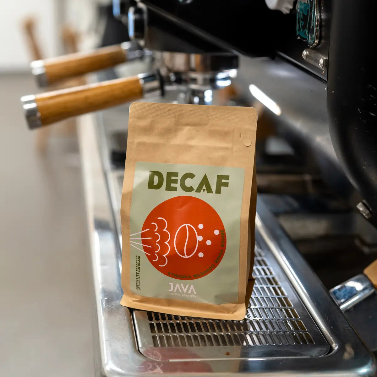 JAVA Coffee decaf Ethiopia brązowe opakowanie kawa bezkofeinowa specialty na ekspresie w kawiarni B2B
