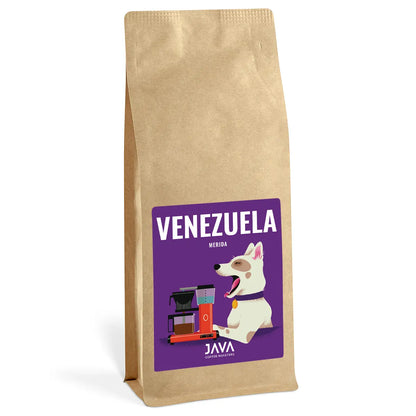Kawa ziarnista Venezuela Merida 1kg JAVA Coffee Roasters – opakowanie kraft z etykietą produktu