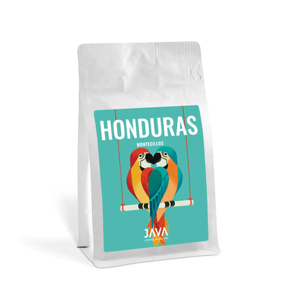 Kawa ziarnista Java Honduras Montecillos 250g w białym opakowaniu, packshot na białym tle