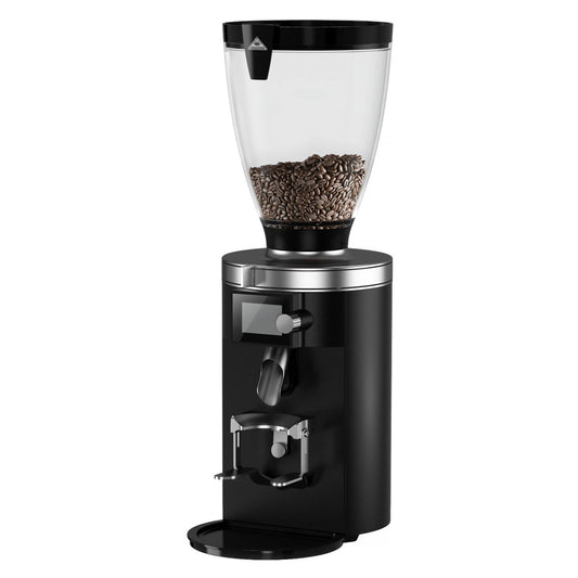 Czarny młynek do kawy Mahlkönig E65S GBW z hopperem i wyświetlaczem – profesjonalny młynek do espresso i kaw specialty