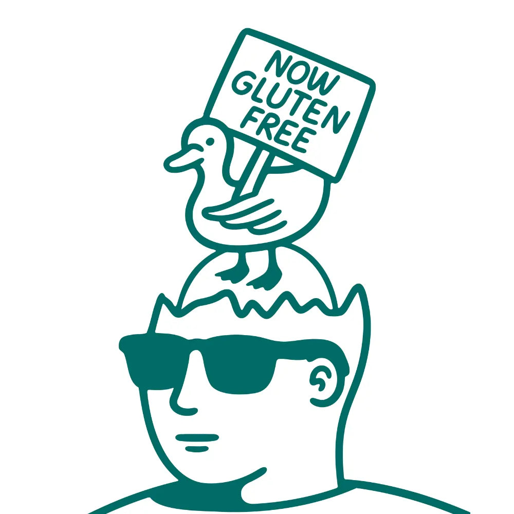Ilustracja Minor Figures informująca o nowej bezglutenowej recepturze napoju owsianego Barista Oat Gluten Free