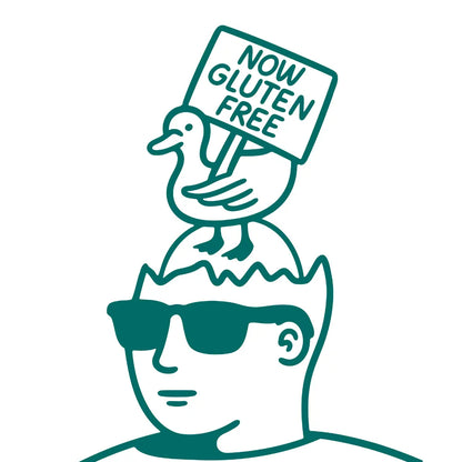 Ilustracja Minor Figures informująca o nowej bezglutenowej recepturze napoju owsianego Barista Oat Gluten Free