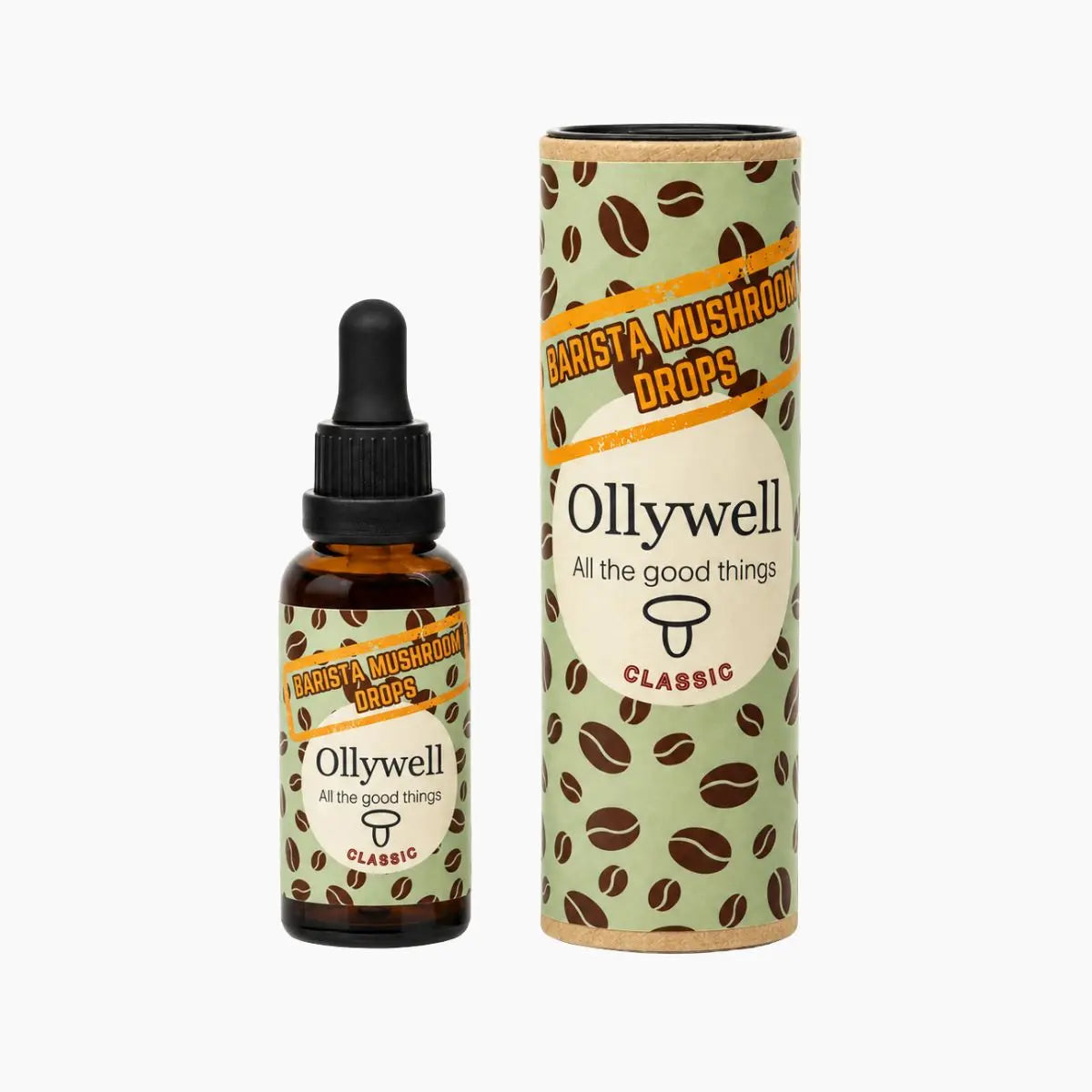 Ollywell Barista Mushroom Drops Classic – krople do kawy z opakowaniem
