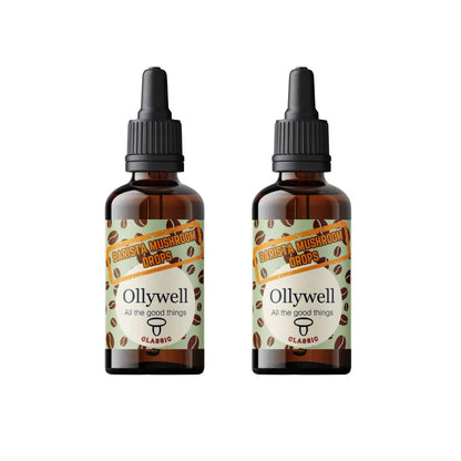 Ollywell Barista Mushroom Drops Classic – zestaw dwóch opakowań grzybowych kropli do kawy