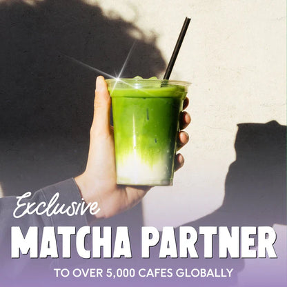 matcha latte w kubku na wynos w ręce – napój premium matcha, współpraca z kawiarniami, PerfectTed