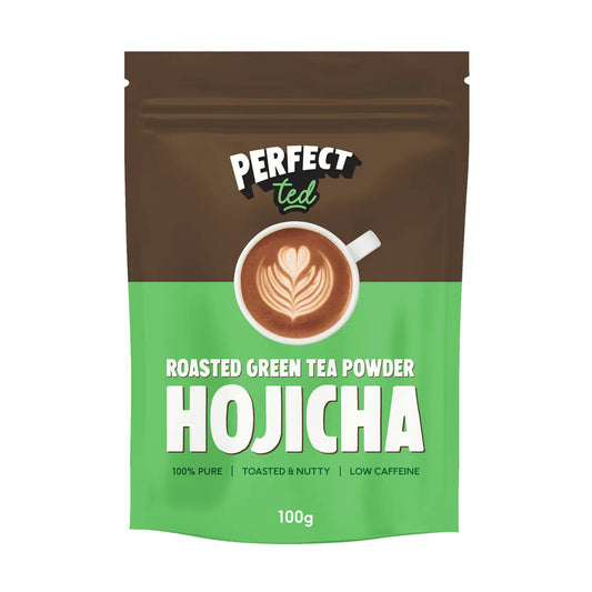 PerfectTed Hojicha Roasted Green Tea Powder 100 g – prażona zielona herbata w proszku o orzechowym smaku i niskiej zawartości kofeiny