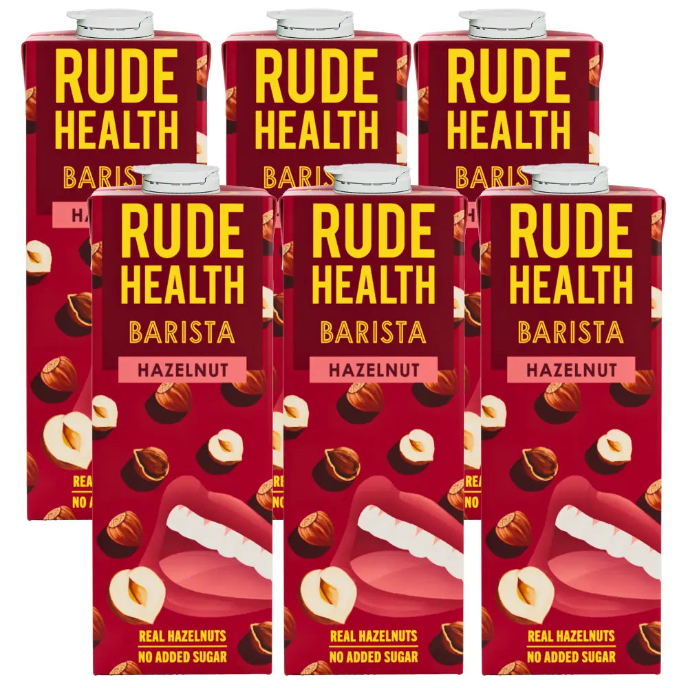 Napój roślinny Rude Health Barista Hazelnut 1 l – kilka opakowań, orzechowa alternatywa mleka do kawy
