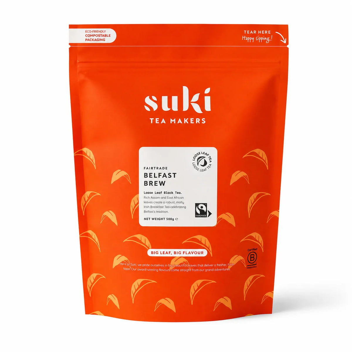 Suki Tea Belfast Brew Fairtrade 500 g – liściasta czarna herbata Assam i East African dla gastronomii