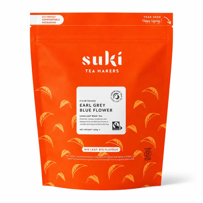 Suki Tea Earl Grey Blue Flower 500 g – czarna herbata liściasta z bergamotką i bławatkiem dla gastronomii