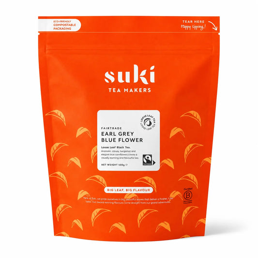 Suki Tea Earl Grey Blue Flower 500 g – czarna herbata liściasta z bergamotką i bławatkiem dla gastronomii