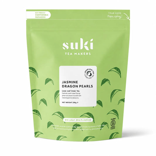 Suki Tea Jasmine Dragon Pearls 250 g – zielona herbata liściasta z jaśminem dla kawiarni i gastronomii