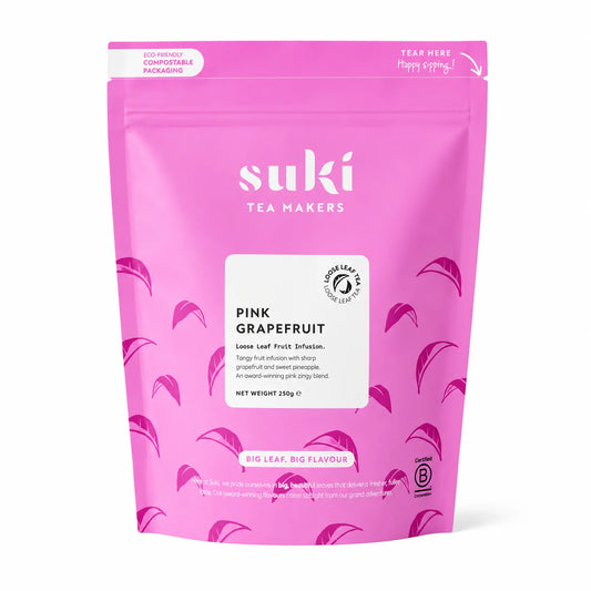 Suki Tea Pink Grapefruit 250 g – liściasta herbata owocowa z różowym grejpfrutem i ananasem dla gastronomii