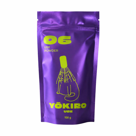 Yokiro Ube Powder 100 g – fioletowe opakowanie proszku ube na białym tle, packshot produktu